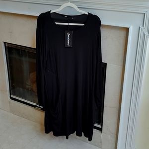 Betabrand Black Long Sleeve Travel Dress  Pockets